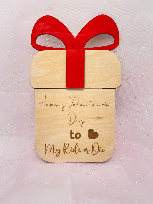 Valentine’s Day Laser-Cut Wood Gift Card Holder | Romantic Engraved Keepsake